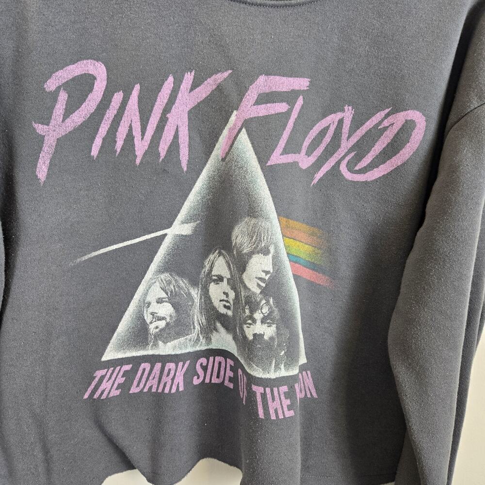Pink Floyd Cropped Graphic Sweatshirt Gray Dark Side of the Moon Size Small